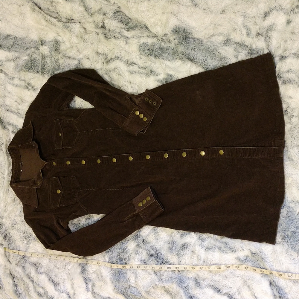 Brown corduroy long sleeve dress button up jacket